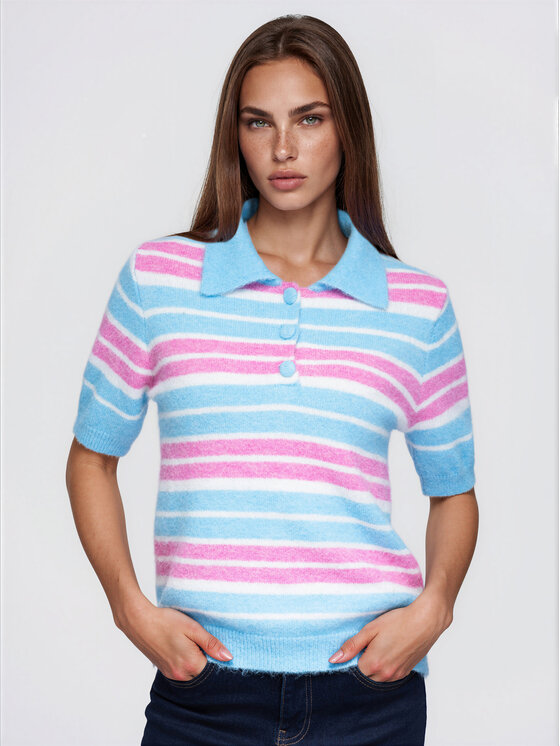 Ombre Ombre Sweter OW-SW-E0031 Niebieski Relaxed Fit