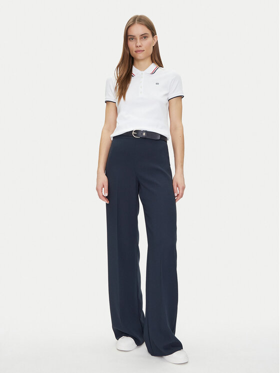 Tommy Hilfiger Tommy Hilfiger Polo Feminine Sporty Slim Polo Ss WW0WW44517 Λευκό Regular Fit