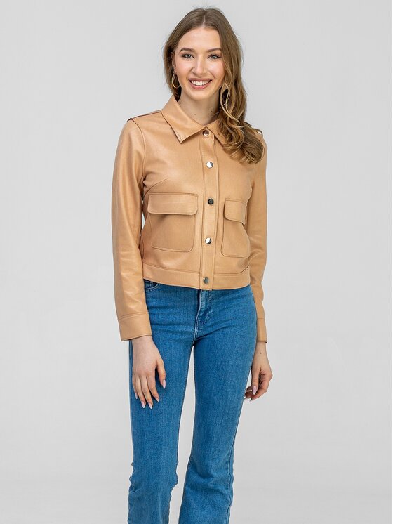 Perso Perso Prechodná bunda BLE262676F Béžová Regular Fit