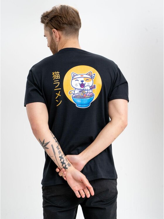 MyStars MyStars T-Shirt Koszulka Z Krótkim Rękawem Czarna My Stars Ramen Neko M Czarny Regular Fit