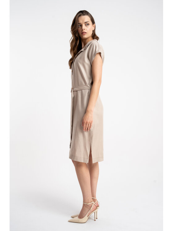 CLICK CLICK Sukienka letnia 60-6018 Beżowy Regular Fit