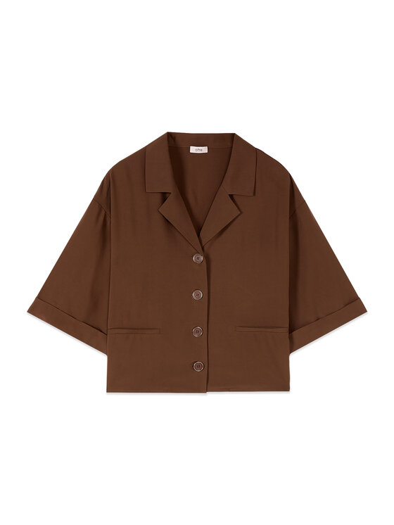 Oltre Oltre Koszula 5025J000851N032 Brązowy Boxy Fit