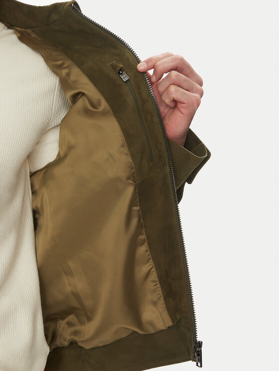 BOSS BOSS Bőrkabát H-Malbano5 50528014 Zöld Regular Fit