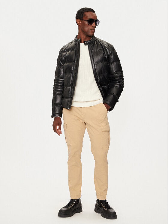 BOSS Boss Шкіряна куртка Jobear 50522243 Чорний Regular Fit