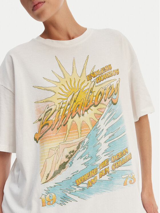 Billabong Billabong T-särk Where The Sun Collide EBJZT00499 Valge Loose Fit
