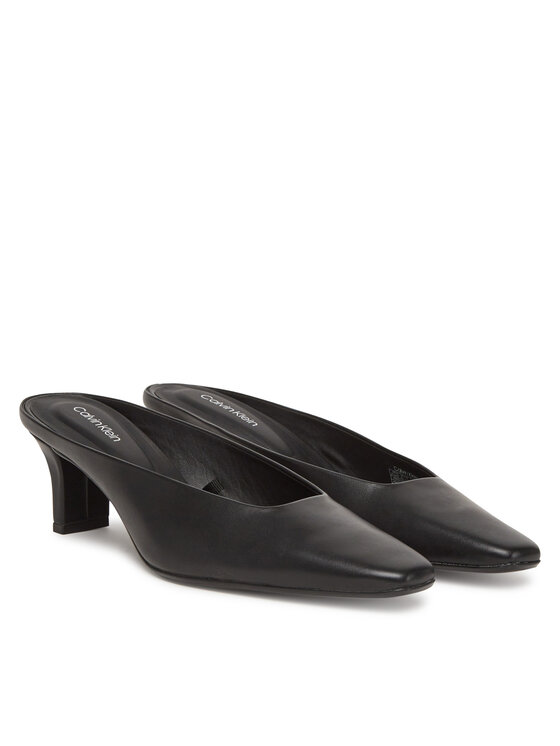 Calvin Klein Calvin Klein Klapki Heel Mule Pump 50 - Lth HW0HW02332 Czarny