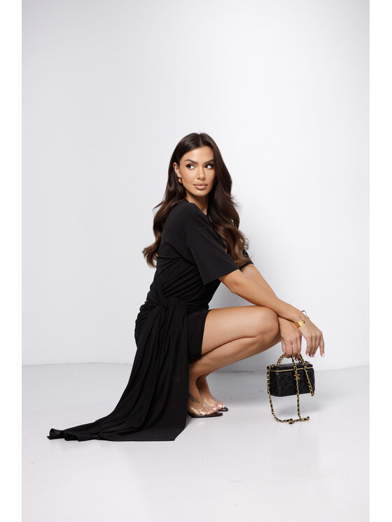 LilaLou LilaLou Sukienka dzianinowa Linda Czarny Slim Fit