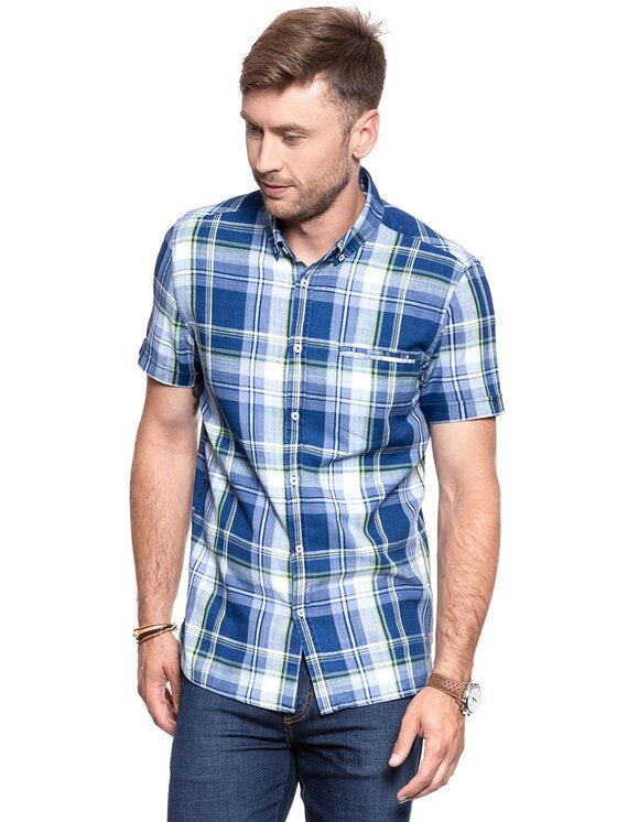 Mustang Mustang Camicia 1/2SLV_1/P_BD Blu Slim Fit