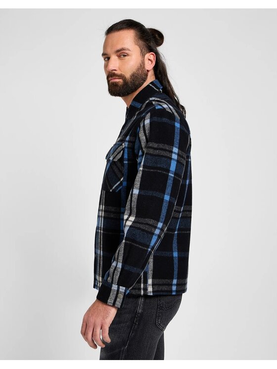 Lee Lee Koszula 100 Wool Overshirt Niebieski Overshirt Fit