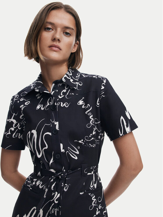 Desigual Desigual Košilové šaty 25SWVW38 Černá Regular Fit