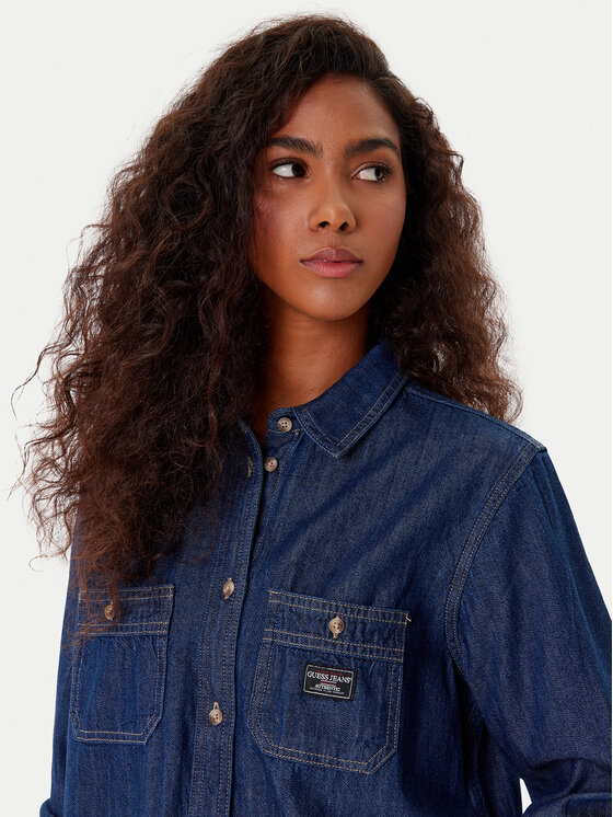 Guess Jeans Guess Jeans Jeanshemd W5YH37 D5M8D Dunkelblau Regular Fit