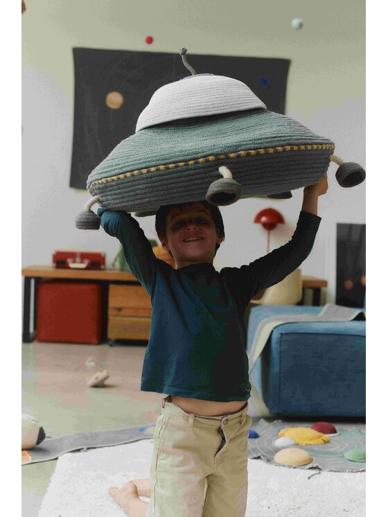 Lorena Canals Lorena Canals Pojemnik na zabawki Kosz dekoracyjny UFO, "Mom, I want to be an astronaut" Zielony