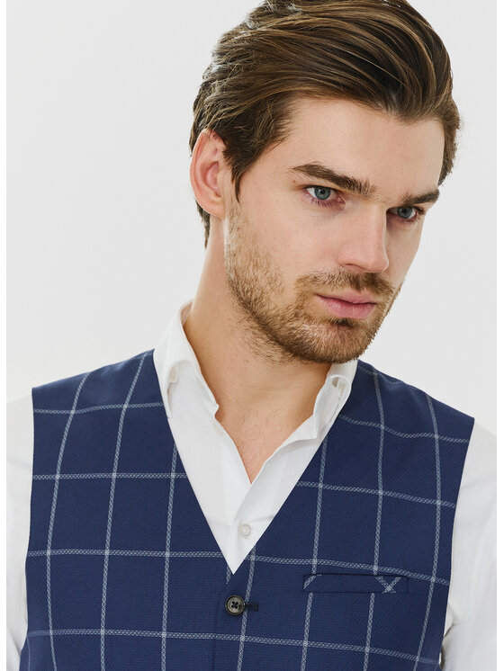 Pako Lorente Pako Lorente Kamizelka P24SF-8X-007 Granatowy Slim Fit