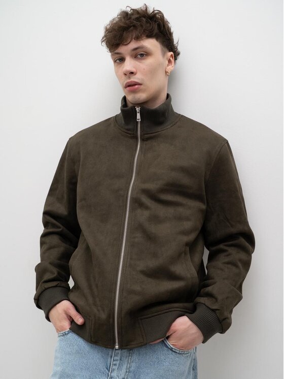 MyStars MyStars Kurtka przejściowa Z Męska Ciemna Oliwkowa Klasyczna na zamek Khaki Regular Fit