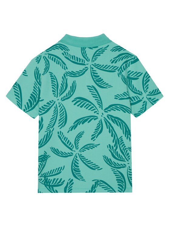 United Colors Of Benetton United Colors Of Benetton Тениска с яка и копчета 36Y4C301W Зелен Regular Fit