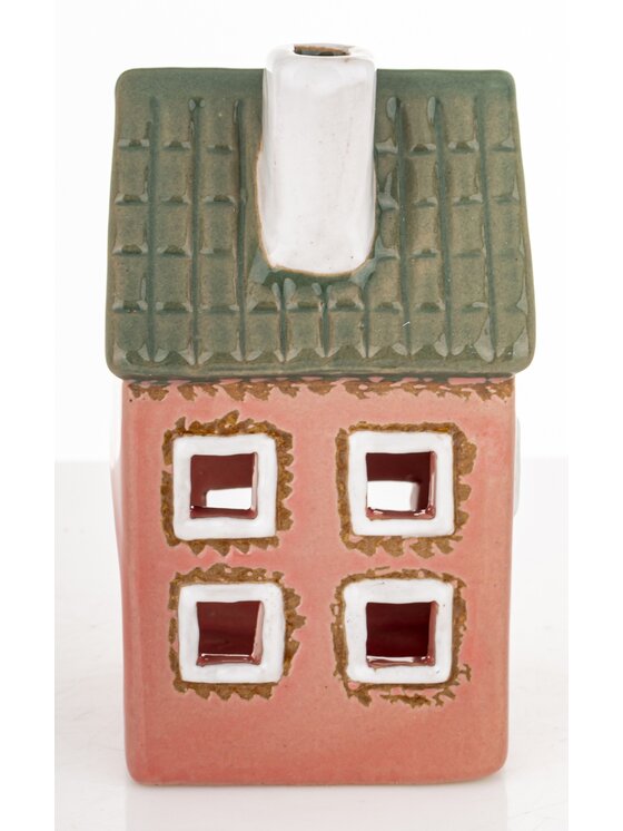 MIAhome MIAhome Lampion Ceramiczny domek GILLI-3 na tea-lighty Czerwony