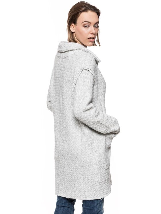 Tom Tailor Tom Tailor Płaszcz TOM TAILOR KNIT COAT Biały Regular Fit