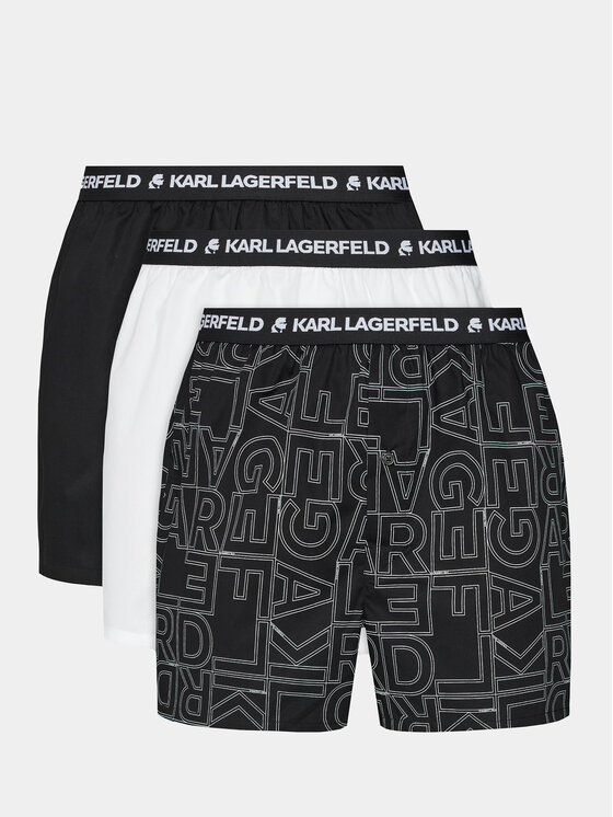 KARL LAGERFELD Set Od 3 Para Bokserica Aop Woven Boxer Short (X3) 235M2108 Crna