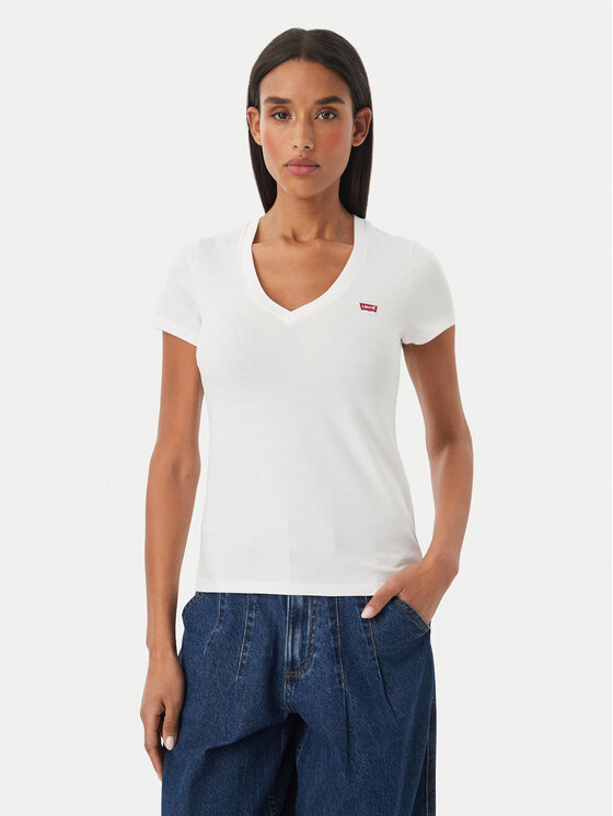 Levi's® Levi's® Тишърт Perfect V-Neck Tee 85341-0002 Бял Regular Fit