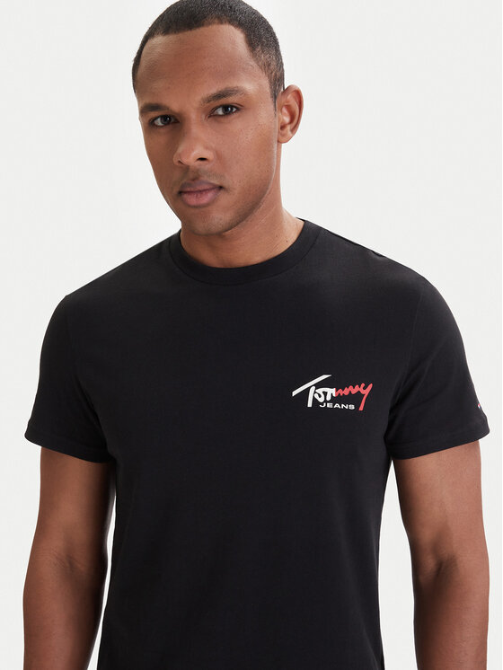 Tommy Jeans Tommy Jeans Tricou DM0DM22538 Negru Slim Fit