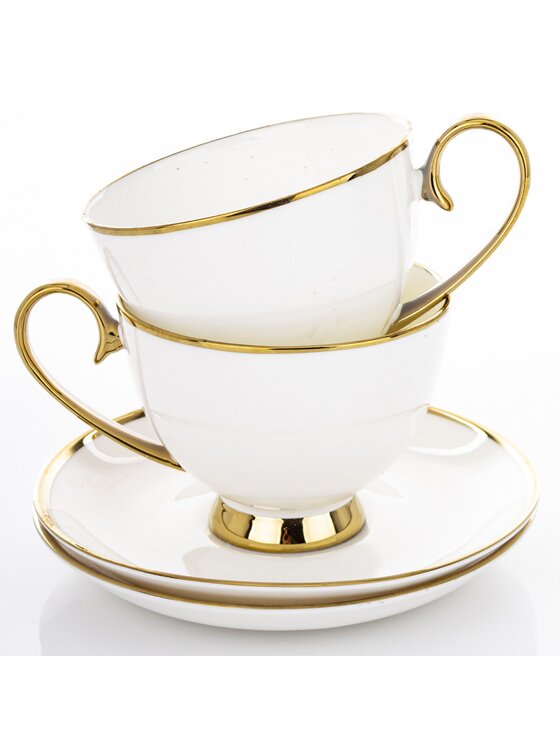 MIAhome MIAhome Zestaw 2 filiżanek porcelanowych ze spodeczkiem MARISCA Biały