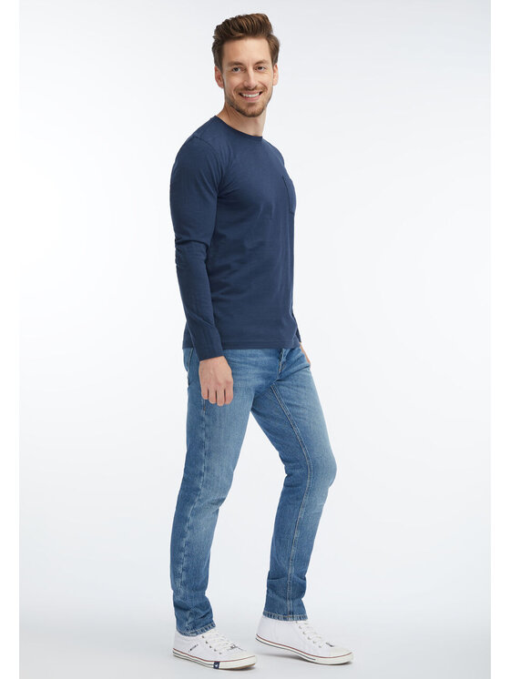 Mustang Mustang T-shirt SLUB LONGSLEEVE Blu Regular Fit