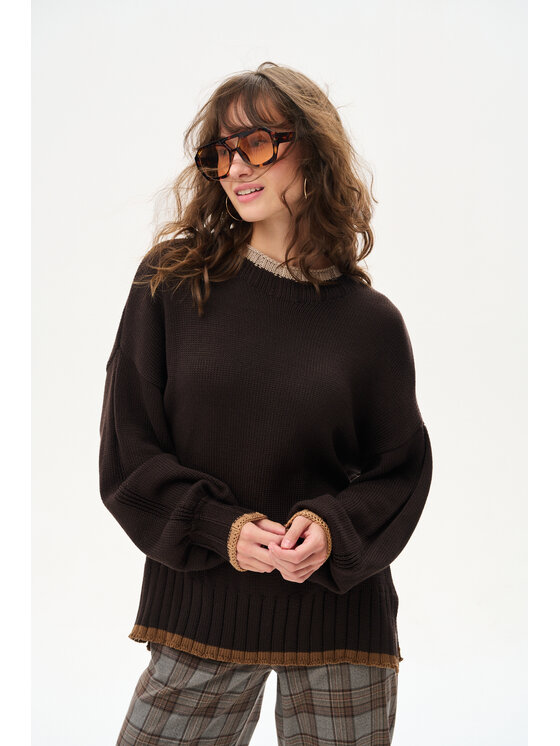 blue shadow blue shadow Sweter Koba Brązowy Regular Fit
