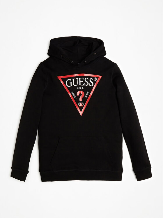 Guess Guess Majica dugih rukava L92Q09 KAUG0 Crna Regular Fit