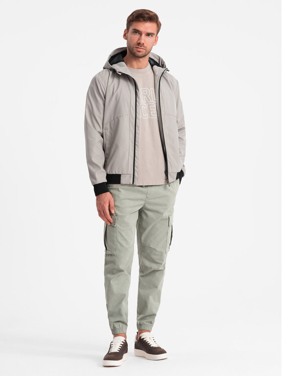 Ombre Ombre Bunda pro přechodné období OM-JANP-0149 Šedá Regular Fit