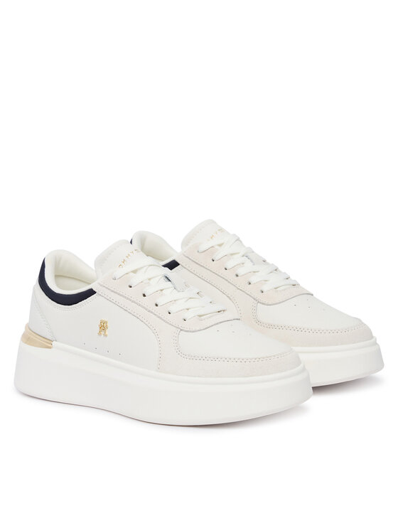Tommy Hilfiger Tommy Hilfiger Sneakersy Th Satin Platform Sneaker FW0FW09307 Écru