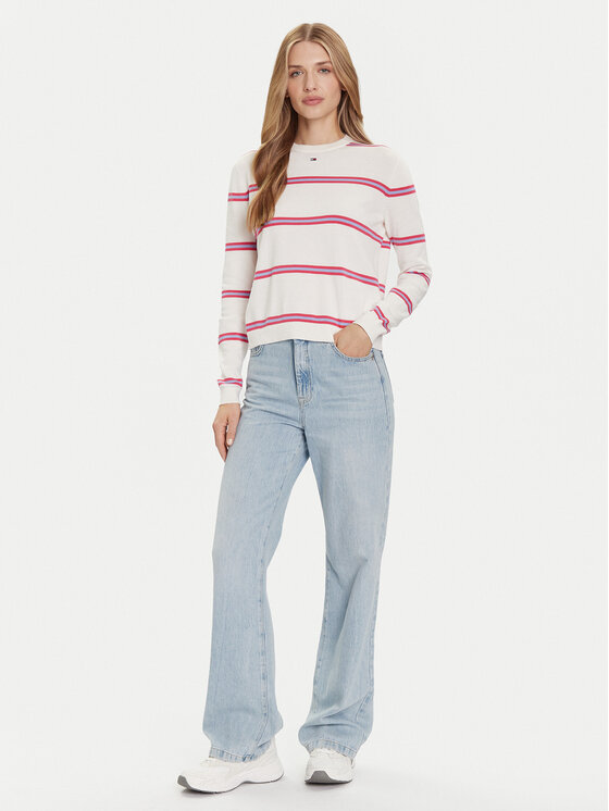 Tommy Jeans Tommy Jeans Sweter Essential DW0DW20159 Écru Regular Fit