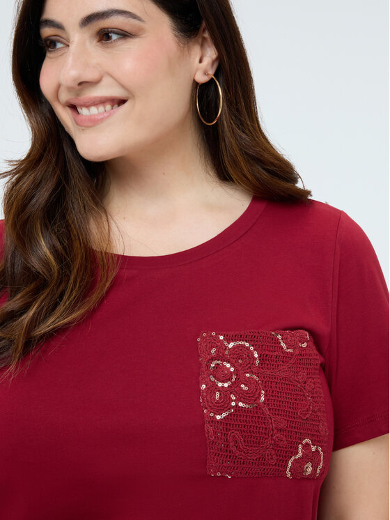 Fiorella Rubino Fiorella Rubino T-Shirt G062L009578N036 Bordowy Regular Fit