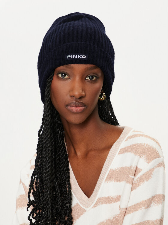 PINKO Pinko Čiapka Lambkin Cuffia AI 24-25 BLK01 104489 A1CH Tmavomodrá