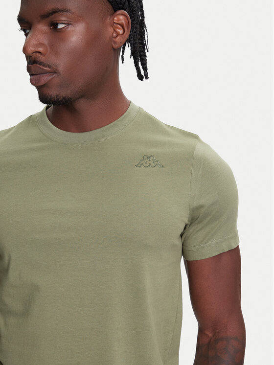 Kappa Kappa T-shirt Logo Korpo Cafers 304J150 Verde Slim Fit