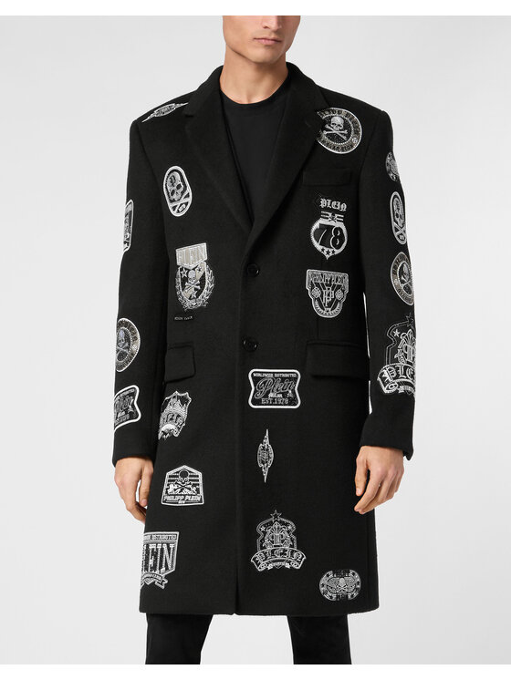 PHILIPP PLEIN PHILIPP PLEIN Płaszcz zimowy 24775 Czarny Regular Fit