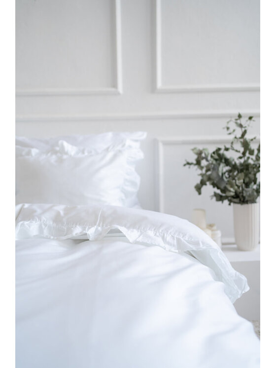 White pocket White pocket Komplet pościeli z falbanką Biały