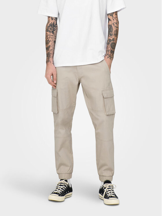 Only & Sons Only & Sons Riidest püksid Cam 22016687 Beež Tapered Fit