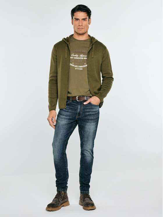 BIG STAR BIG STAR Sweter OSKARO Zielony Basic Fit