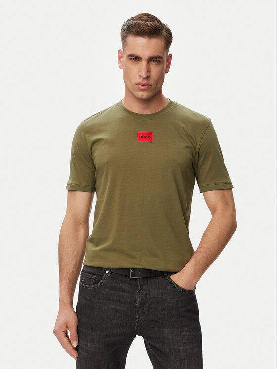 HUGO Tricou Diragolino212 50447978 Kaki Regular Fit
