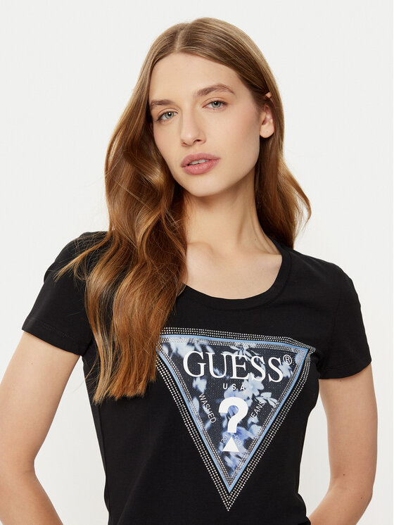 Guess Guess Tričko W5RI00 J1314 Čierna Regular Fit