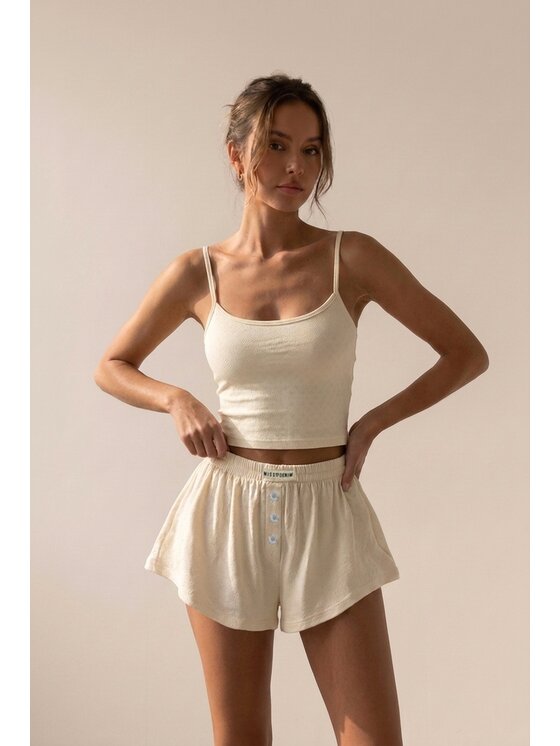 MissDenim MissDenim Piżama Pajama Set Beżowy Regular Fit