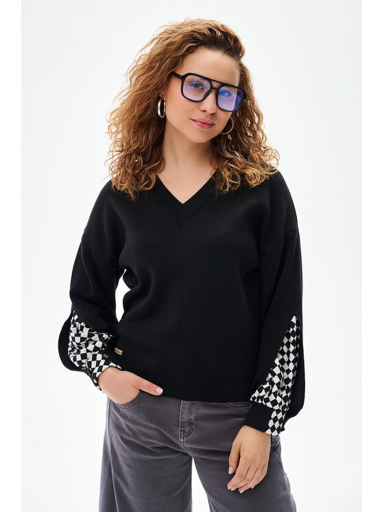 blue shadow blue shadow Sweter Alexis Czarny Regular Fit