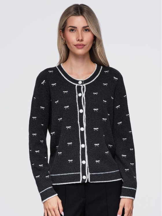Ombre Ombre Sweter OW-SW-E0032 Szary ciemny Regular Fit