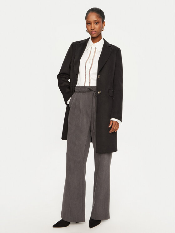 Maryley Maryley Демісезонний плащ 24IB808/14NE Чорний Regular Fit