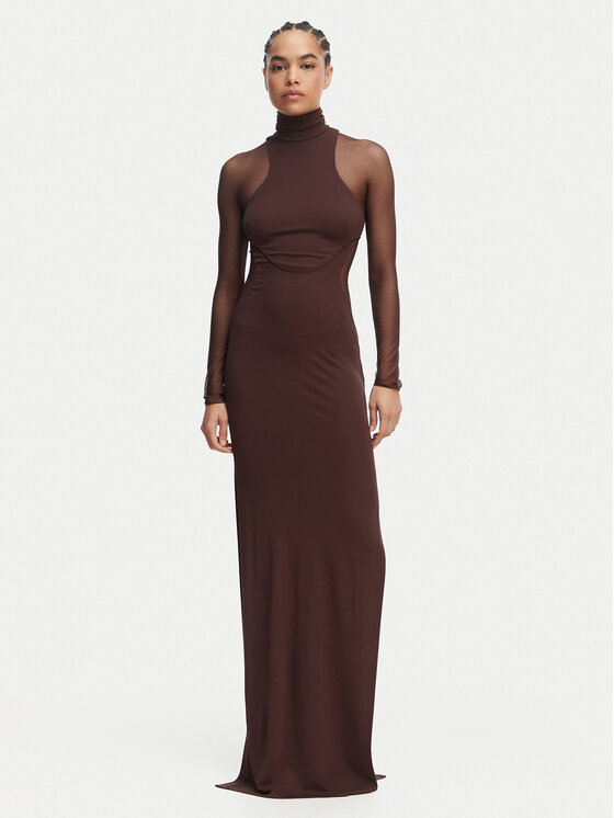 Elisabetta Franchi Elisabetta Franchi Vakarinė suknelė AB-R22-62E2-V600 Ruda Slim Fit