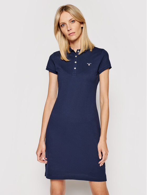 Gant Vsakodnevna obleka Original Pique 402300 Mornarsko modra Regular Fit
