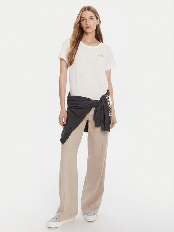 Roxy Roxy Тишърт ERJZT05731-WBK0 Бял Regular Fit