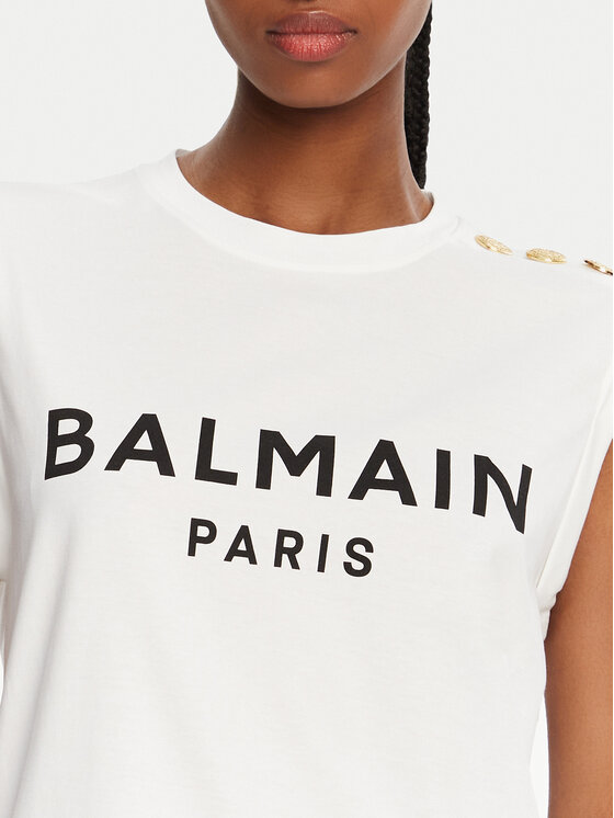 Balmain Balmain Top CF1ED001BB02 Bijela Relaxed Fit