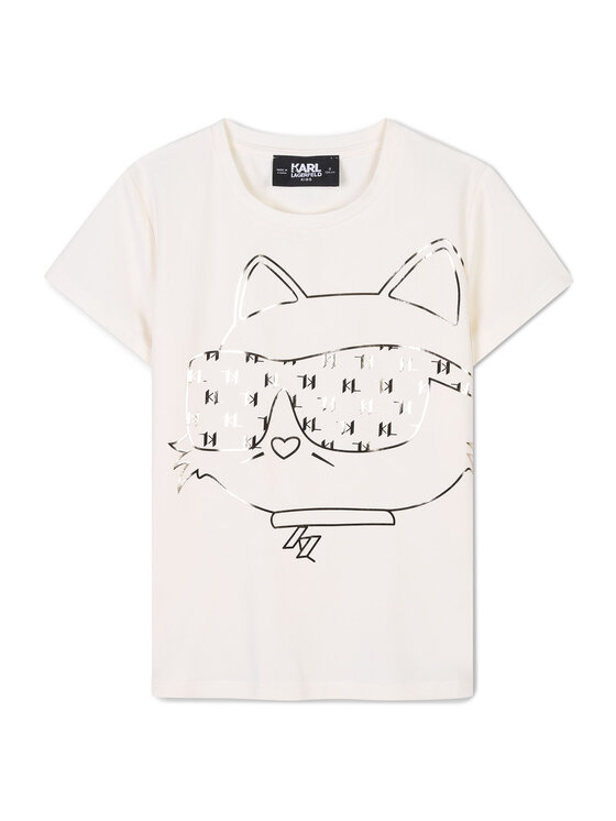 Karl Lagerfeld Kids Tričko Z30447 S Écru Regular Fit