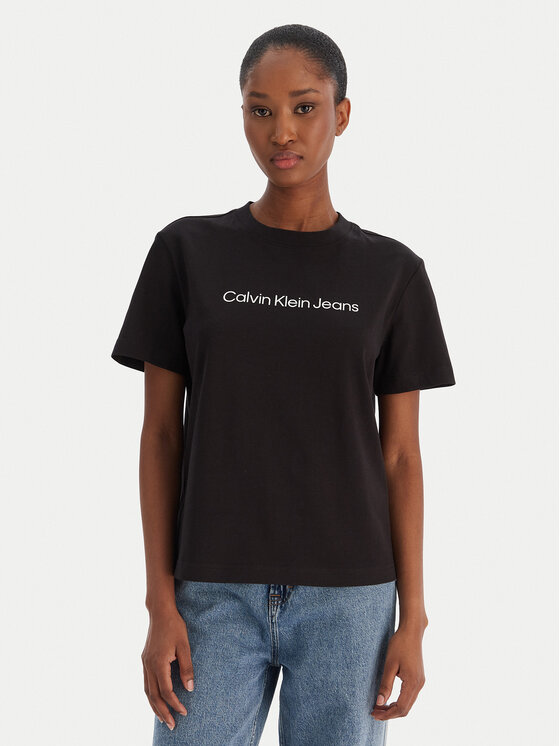 Calvin Klein Jeans Tricou A- Inst. Logo Classic LV047C912G Negru Regular Fit